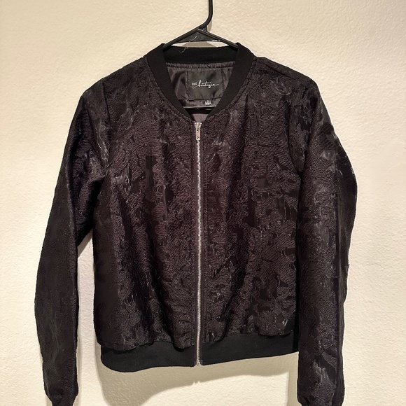 BKE Jackets & Coats Bke Boutique Black Lace Bomber Jacket Poshmark